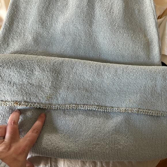 1960s VINTAGE | Unique Light Blue and Gold Knit Long Sleeve Gown | Aprox Small - Picture 8 of 8